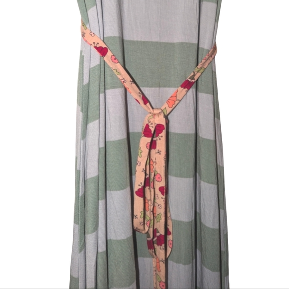 NWT Matilda Jane Seaside Stripe Floral Print Tie Belted Sleeveless Maxi Dress - Picture 3 of 11